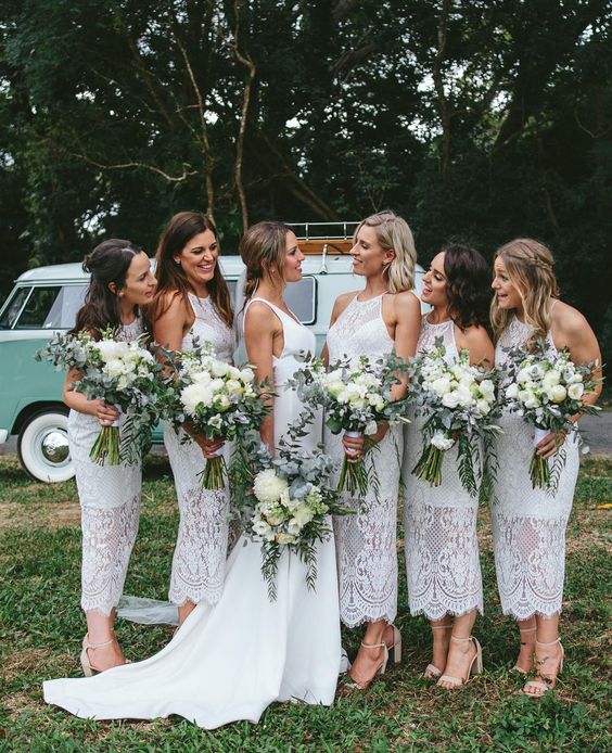 Country Long Bridesmaid Dresses Lace ...